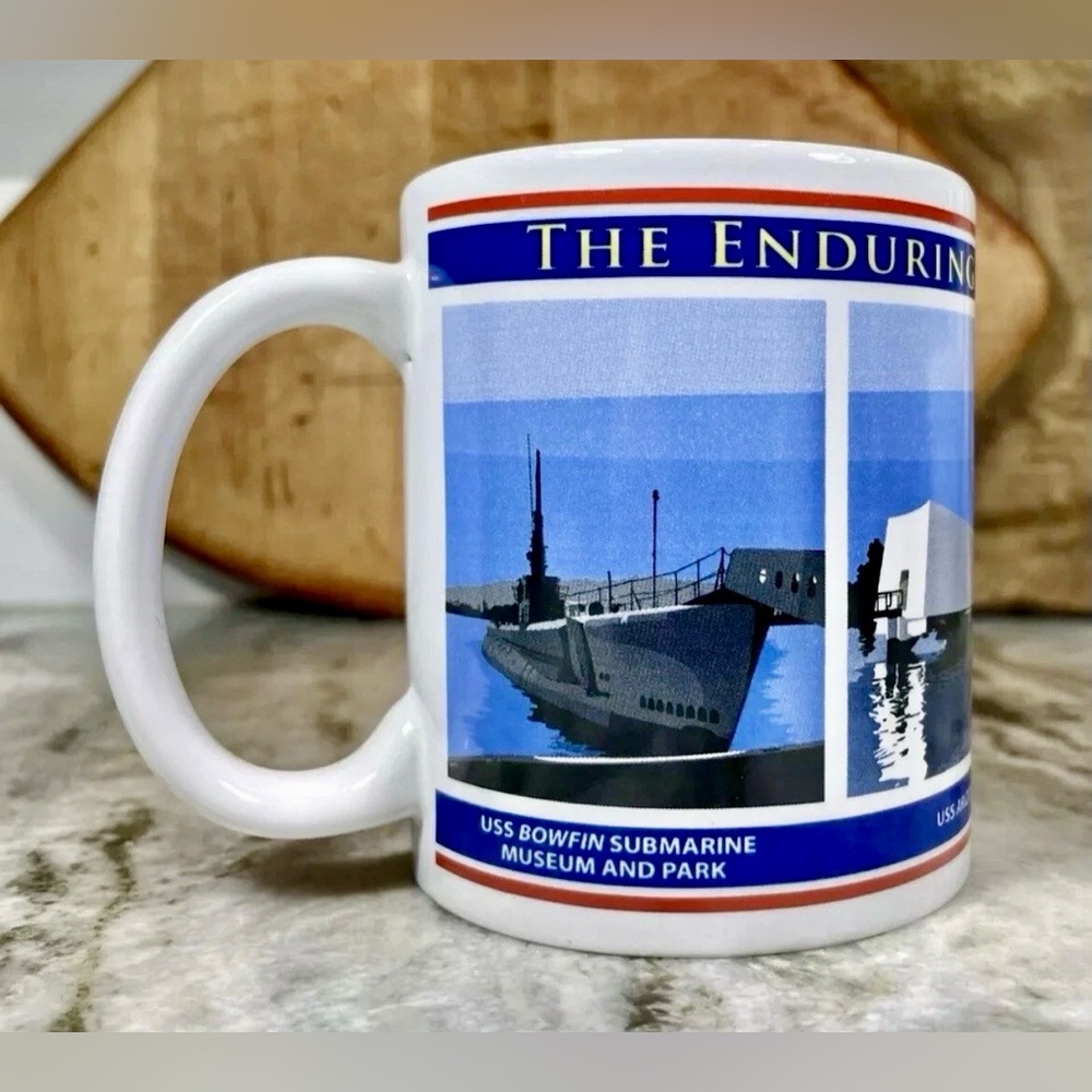 Pearl Harbor USS Arizona USS Missouri USS Bowfin Memorial Coffee Mug Tea Cup EUC